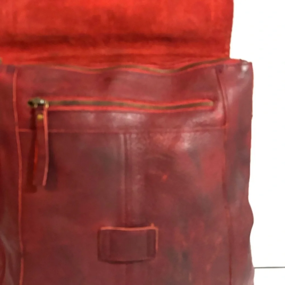 Handmade vintage unisex Elegant Burgundy distressed Leather Crossbody Bag